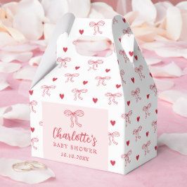 Red Bow Hearts Valentines Baby Shower Geschenkschachtel