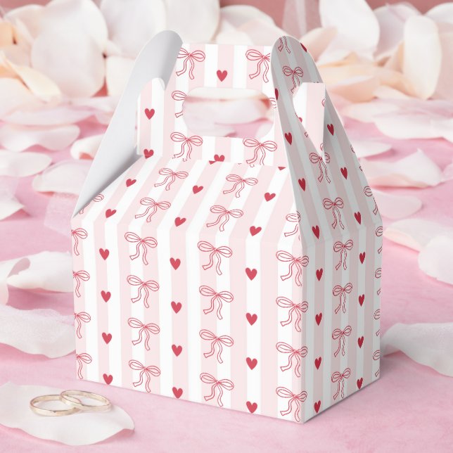 Red Bow Hearts Valentines Baby Shower Geschenkschachtel (Hochzeit)