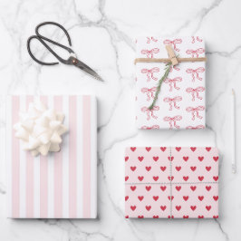 Red Bow Hearts Valentine's Day Gifts Geschenkpapier Set