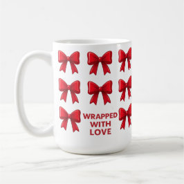 Red Bow Holiday Muster mit Liebe ummantelt Kaffeetasse
