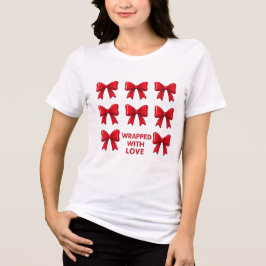 Red Bow Holiday Muster mit Liebe ummantelt Tri-Blend Shirt
