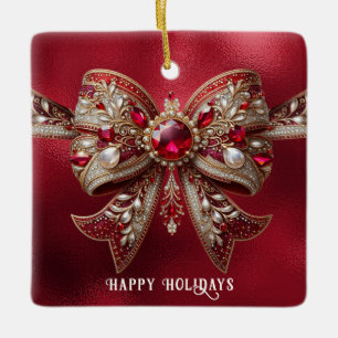 Red Bow Holiday Ornament