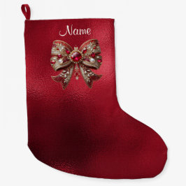 Red Bow Holiday Strumpf Großer Weihnachtsstrumpf