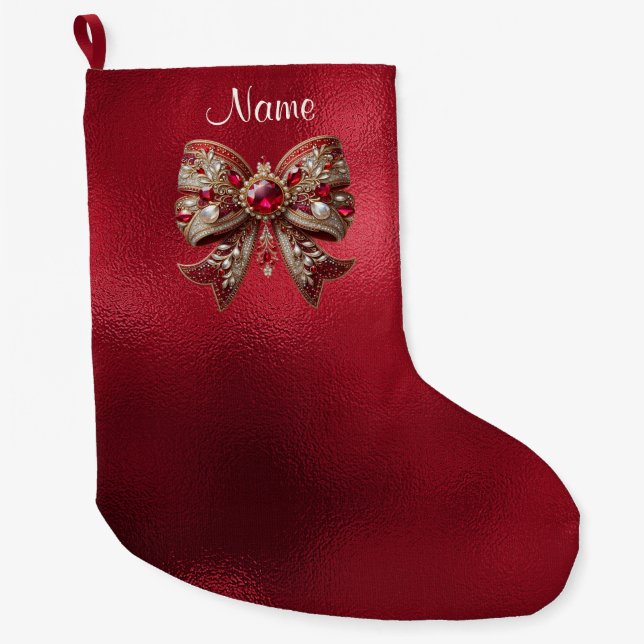 Red Bow Holiday Strumpf Großer Weihnachtsstrumpf (Vorderseite)