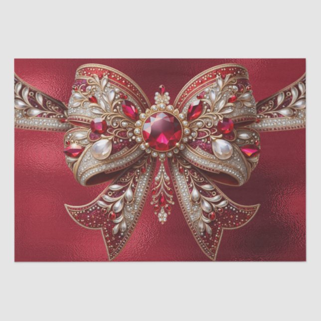 Red Bow Holiday Tissue Paper Seidenpapier (Vorderseite)