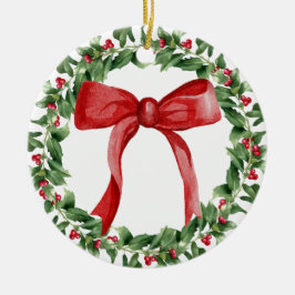 Red Bow Holiday Wreath Classic Weihnachtsbaum Keramik Ornament