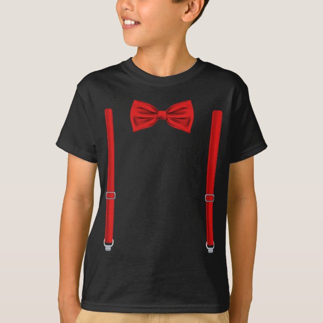 Red Bow Krawatte mit Suspenders Funny Wedding T-Shirt (Vorderseite)
