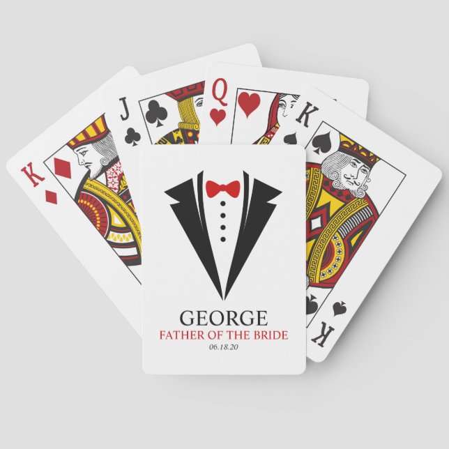 Red Bow Krawatte "Vater der Braut" Hochzeitsfeier Spielkarten (Rückseite)