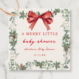 Red Bow Merry Little Christmas Baby Shower Geschenkanhänger