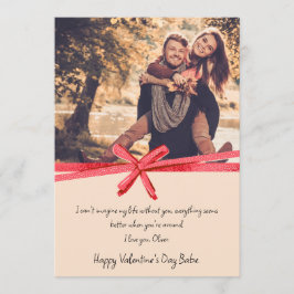 Red Bow Ribbon Valentine's Day Photo Feiertagskarte