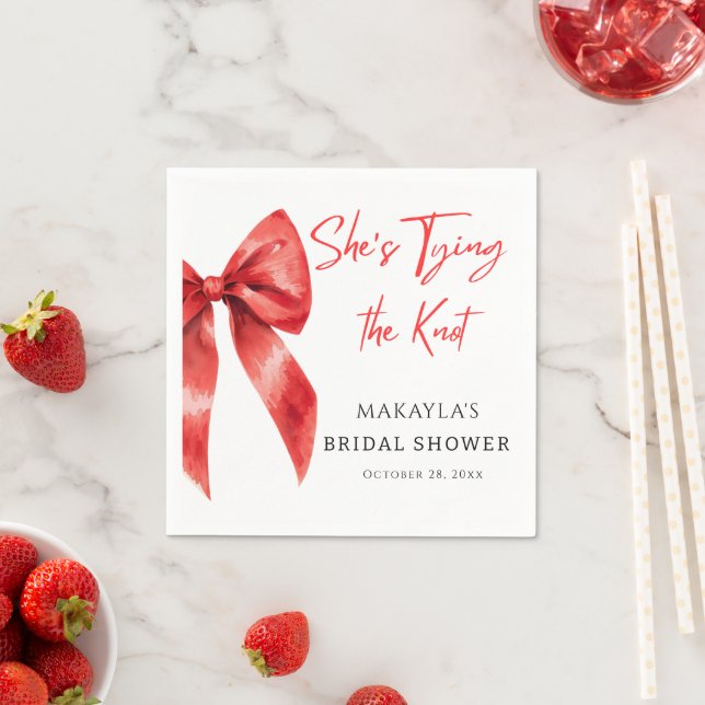 Red Bow She's The Knot Brautparty Napkins Serviette (Beispiel)