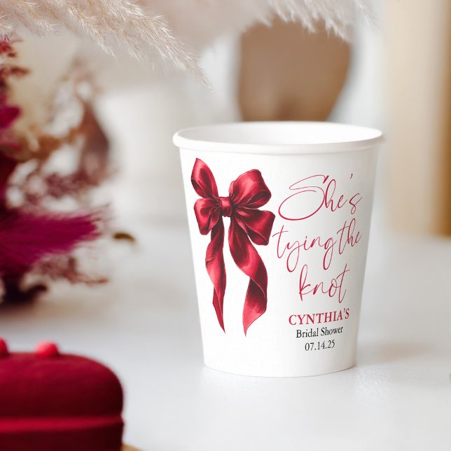 Red Bow Sie bindet das Brautparty des Knotens Pappbecher (Red Bow Paper Cup)