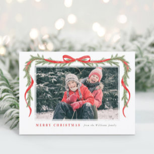 Red Bow und Garland Feiertagskarte
