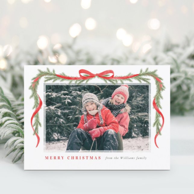 Red Bow und Garland Feiertagskarte (Von Creator hochgeladen)