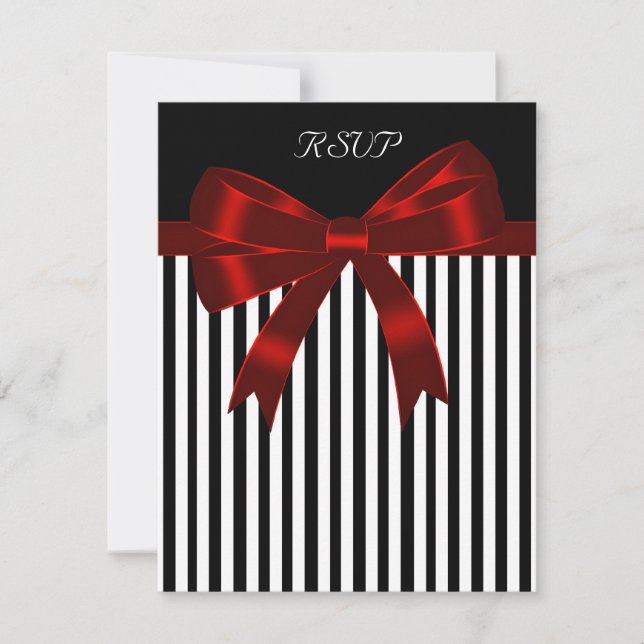 Red Bow Wedding RSVP Card (Vorderseite)