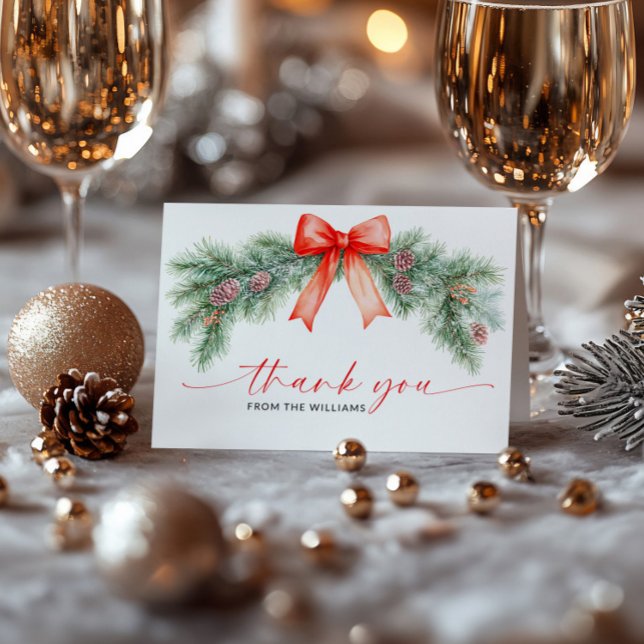 Red Bow Weihnachten geklappt Dankeschön Karte (Von Creator hochgeladen)