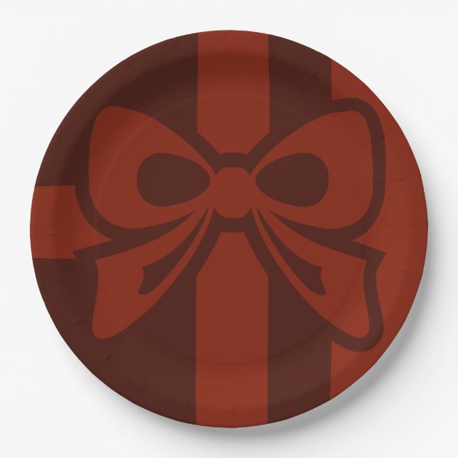 Red Bow - Weihnachten - Papierplatte Pappteller (Vorderseite)