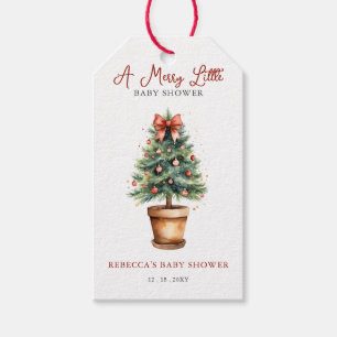 Red Bow Weihnachtsbaum Merry Little Baby Shower Geschenkanhänger