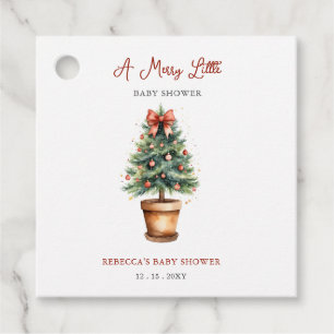Red Bow Weihnachtsbaum Merry Little Baby Shower Geschenkanhänger
