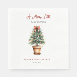 Red Bow Weihnachtsbaum Merry Little Baby Shower Serviette