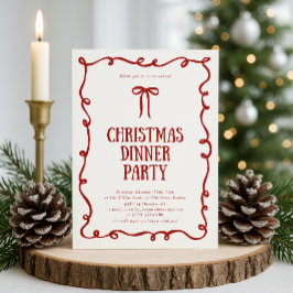 Red Bow Weihnachtsessen Party Einladung