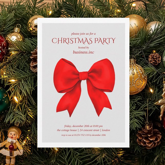 Red Bow Weihnachtsfeier Einladung (Corporate Red Bow Christmas Holiday Party Invitation)