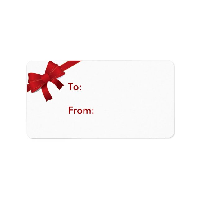 Red Bow Weihnachtsgeschenk Tag Adressaufkleber (Vorne)