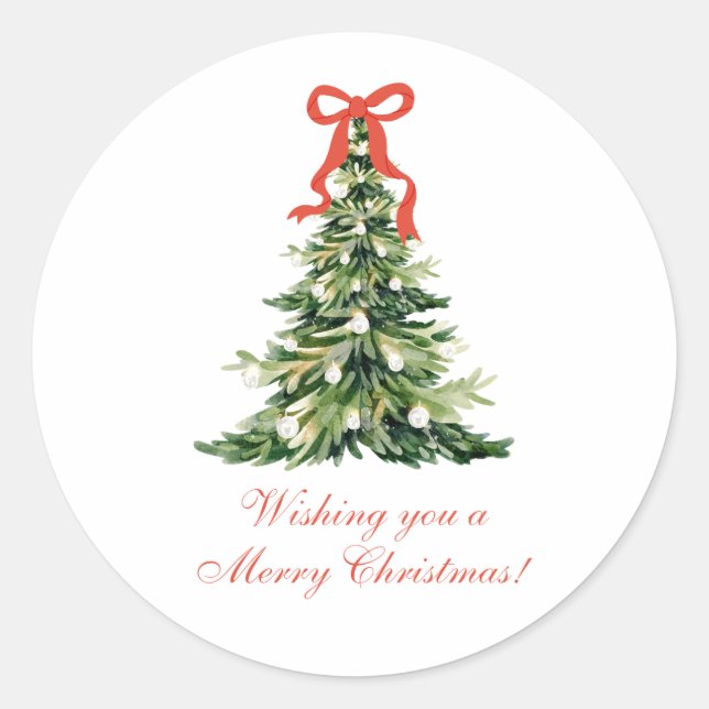 Red Bow Weihnachtsgeschenksticker Runder Aufkleber (Vorderseite)