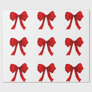 Red Bow White Wrapping Paper Geschenkpapier