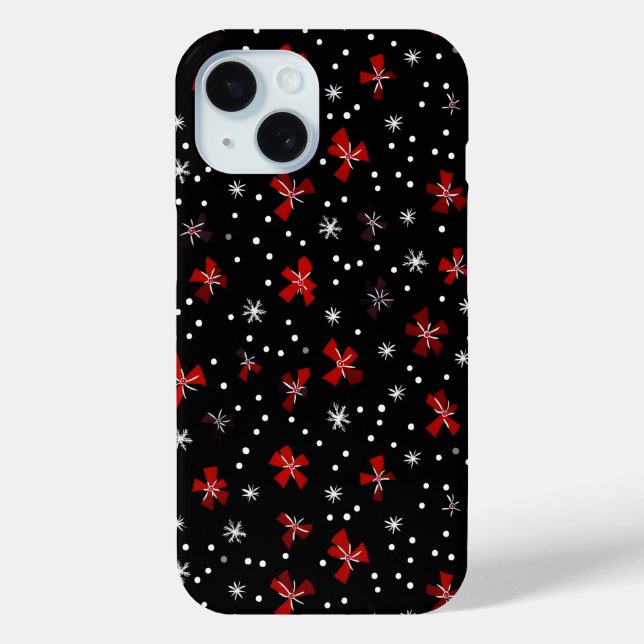 Red Bow Winter Pattern Case-Mate iPhone Hülle (Rückseite)