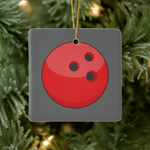 Red Bowling Ball Keramikornament