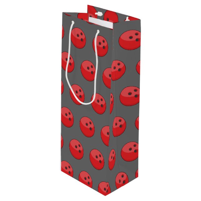 Red Bowling Ball Pattern Geschenktüte Für Weinflaschen (Vorderseite Schrägansicht)