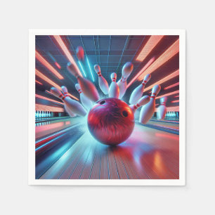 Red Bowling Ball Strike Serviette
