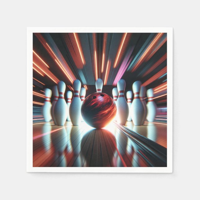 Red Bowling Ball und Buttone Serviette (Vorderseite)