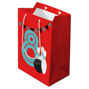 Red Bowling Birthday Geschenktasche Mittlere Geschenktüte