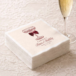 Red Bows and Bubbly Bridal Shower Napkins Serviette