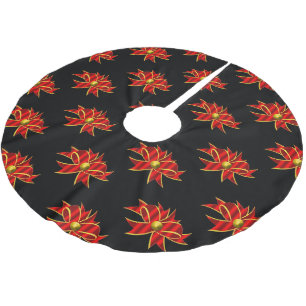 Red Bows Black Christmas Polyester Weihnachtsbaumdecke