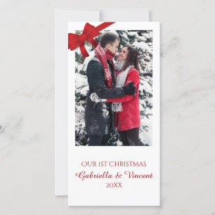 Red Bows premier Noël ensemble Carte photo