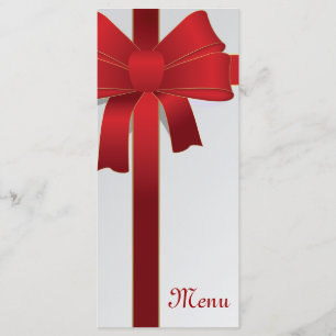 Red Bows Winter Wedding Menu Menükarte