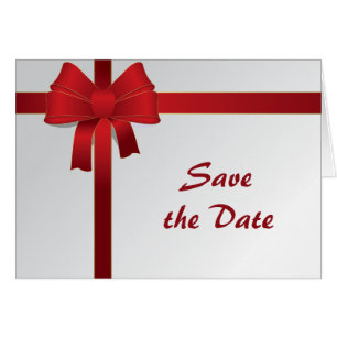 Red Bows Winter Wedding Save the Date