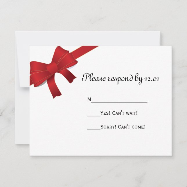 Red Bows Winter Wedding UAWG Response Card RSVP Karte (Vorderseite)