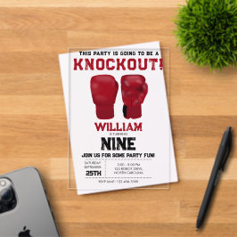 Red Boxing Gloves Kindergeburtstag Party Knock-out Acryleinladungen