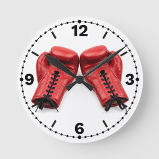 Red Boxing Gloves Wall Clock, Boxing Clock Face Runde Wanduhr