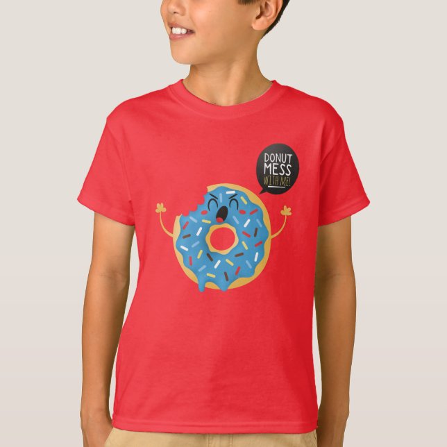 Red Boys Kinder wütend Donut Mess mit mir Skater C T-Shirt (Vorderseite)