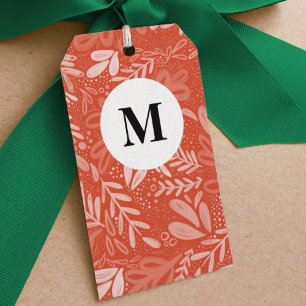Red Bramble Festive Botanische Monogramm Geschenkanhänger