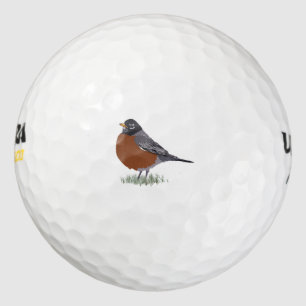 Red Breasted American Robin Digitally Gezeichnet B Golfball