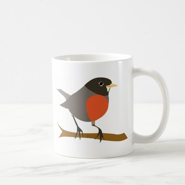 Red Breasted Robin on Branch Kaffeetasse (Rechts)
