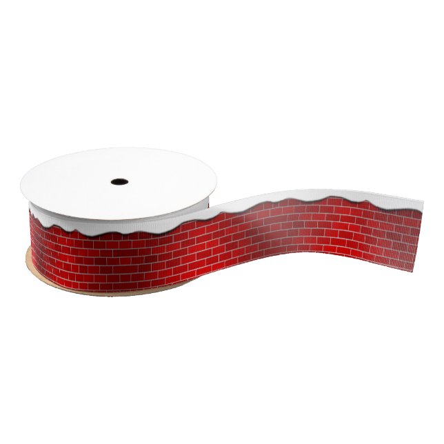 Red Brick mit Snow Drift - Snowy Top Ripsband (Spule)