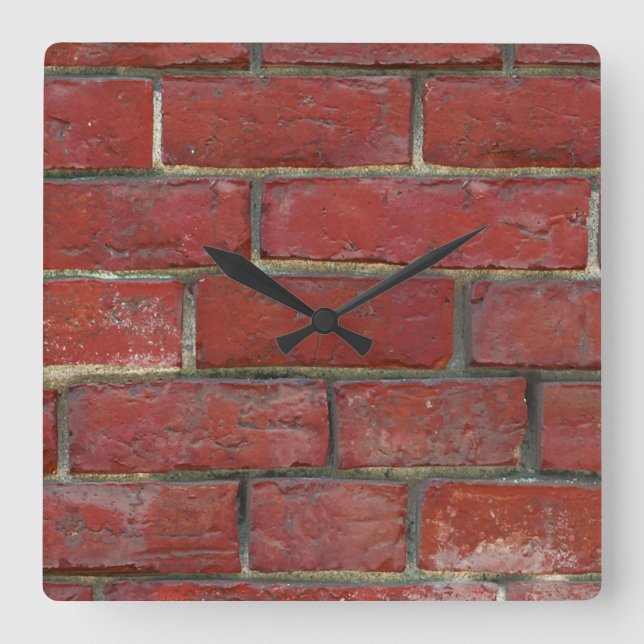 Red Brick Urban Modern Quadratische Wanduhr (Vorderseite)