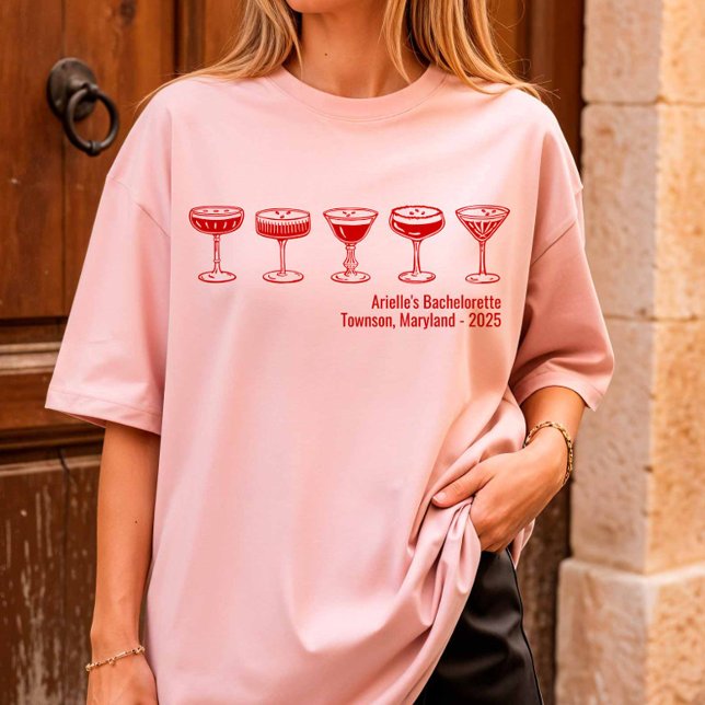 Red Bridesmaid Espresso Martini Bachelorette T-Shirt (Von Creator hochgeladen)